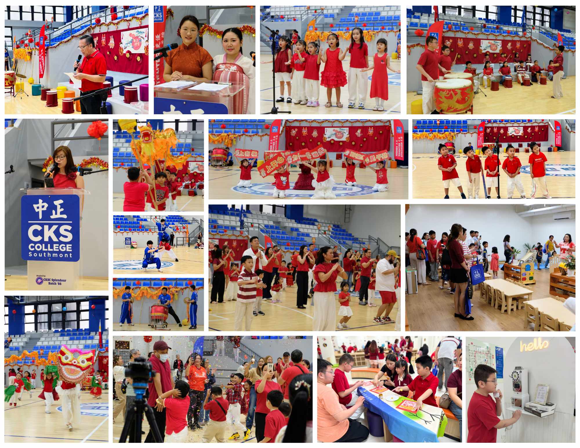 CKS College Southmont Campus students and faculty celebrating Chinese New Year with cultural performances, decorations, and activities welcoming the Year of the Horse.