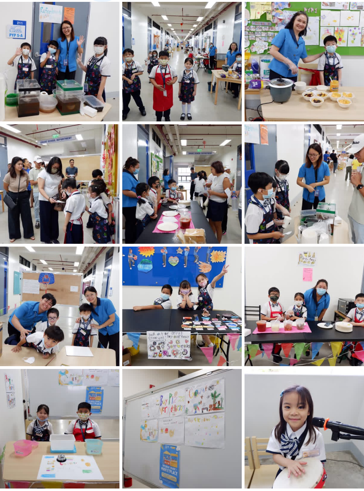 Grade 1 marketplace summative activity where students set up and manage simple classroom business stalls.