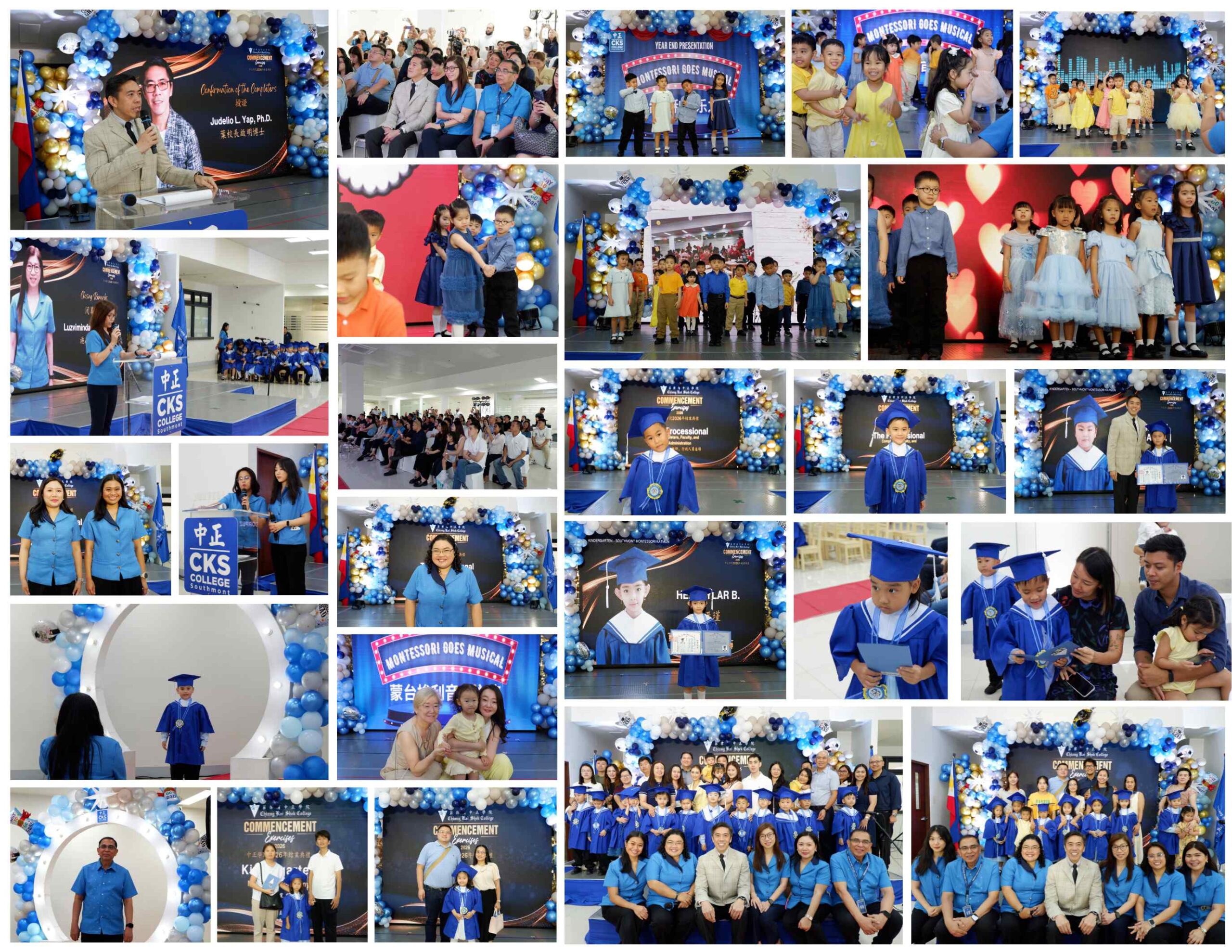 Montessori students during the year-end and moving-up ceremony celebrating achievements and graduation milestones